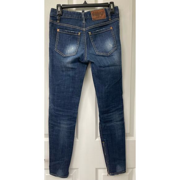 DSquared2 Skater Italy distressed patch Medium waist skinny Jean size 40 Small 4 - Picture 2 of 6